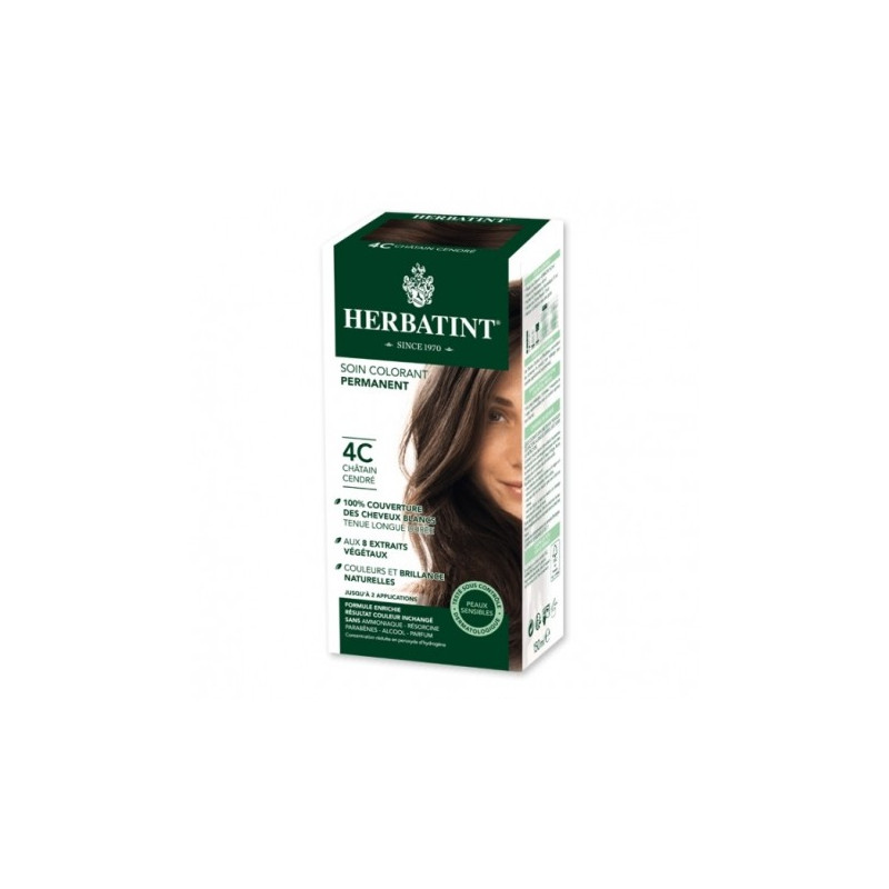 HERBATINT 4C CHATAIN CENDRE teinture capillaire sans ammoniaque enrichie aux extraits végétaux HERBATINT 4C CHATAIN CENDRE teinture capillaire sans ammoniaque enrichie aux extraits végétaux