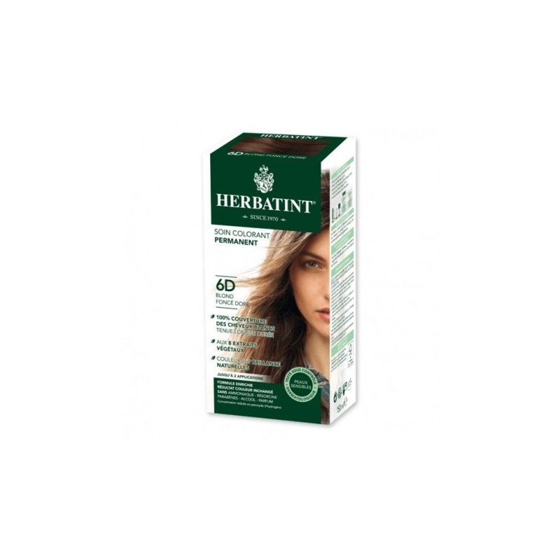 HERBATINT 6D BLOND FONCE DORE teinture capillaire sans ammoniaque enrichie aux extraits végétaux