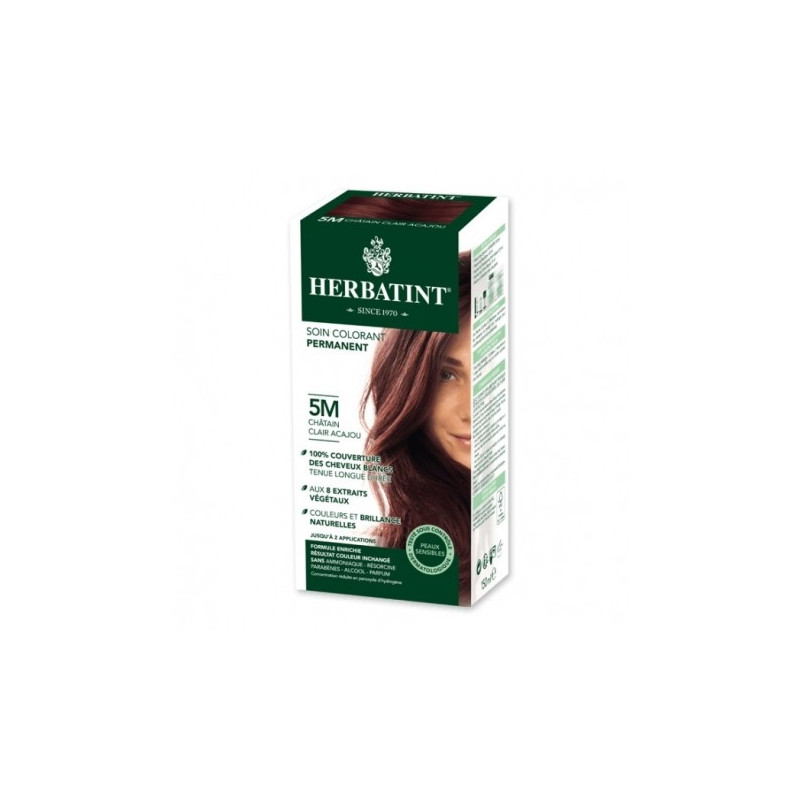 HERBATINT 5M CHATAIN CLAIR ACAJOU teinture capillaire sans ammoniaque enrichie aux extraits végétaux