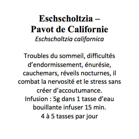 ESCHSCHOLTZIA CALIFORNICA feuilles Pavot de Californie Eschscholtzia californica 100GR