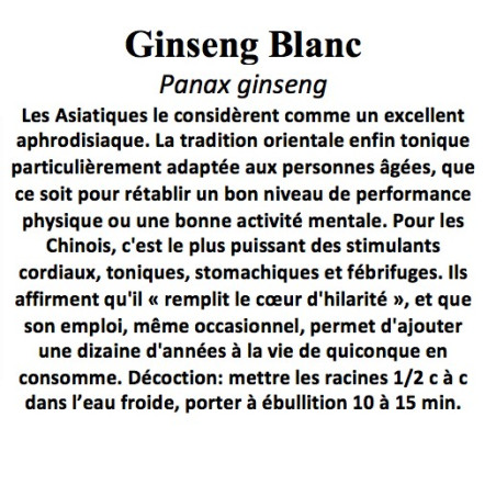 Ginseng Blanc  Panax ginseng 25 gr