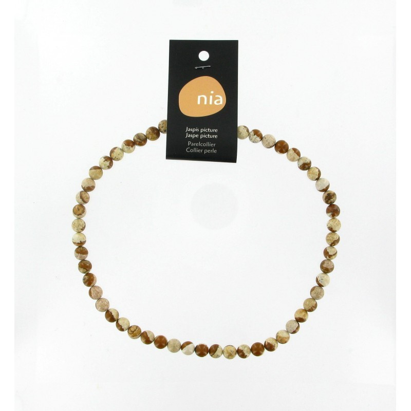 Collier perle 40 cm Jaspe Picture  NIA