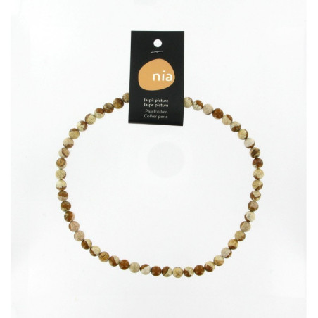 Collier perle 40 cm Jaspe Picture  NIA