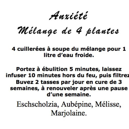 Anxiété mélanges de 4 Plantes 100 gr