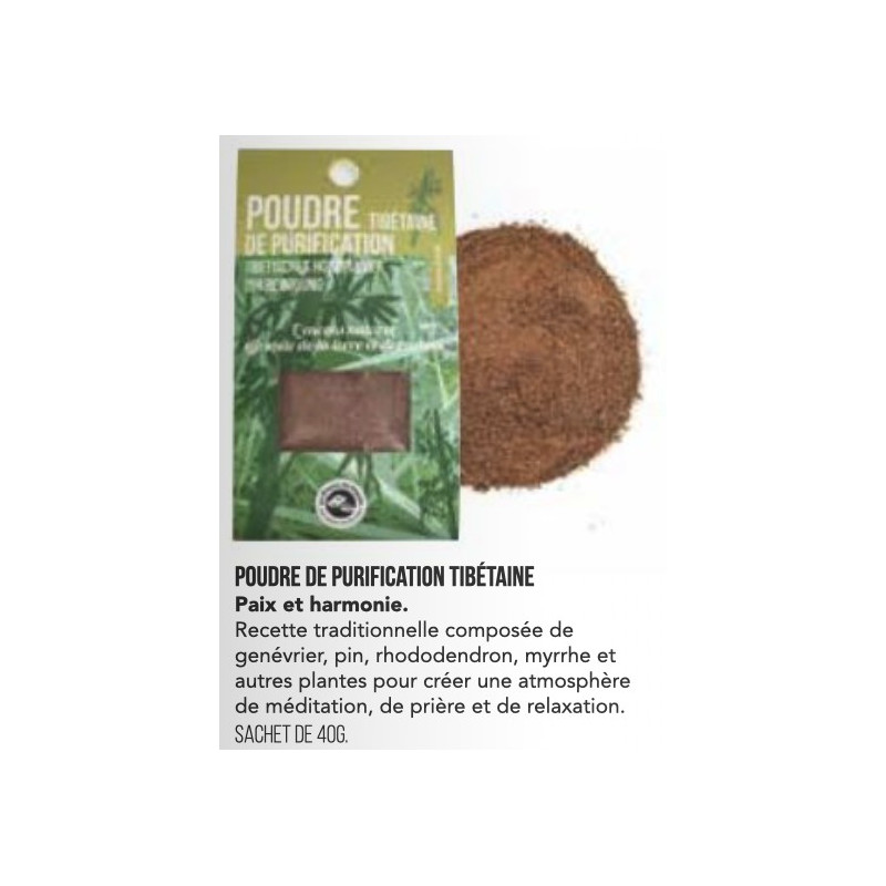 POUDRE TIBÉTAINE DE PURIFICATION SPIRITUELLE 40 G LES ENCENS DU MONDE POUDRE TIBÉTAINE DE PURIFICATION SPIRITUELLE 40 G LES ENCENS DU MONDE