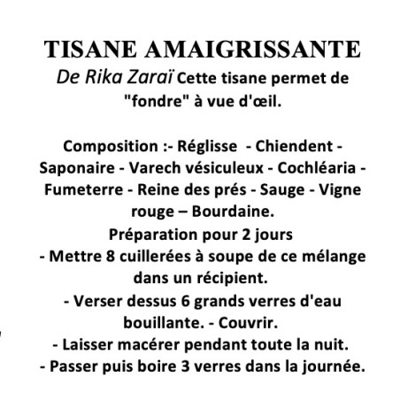 TISANE AMAIGRISSANTE de Rika Zaraï 100g