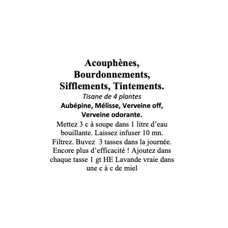 Acouphènes Tisane de 4 plantes 100g