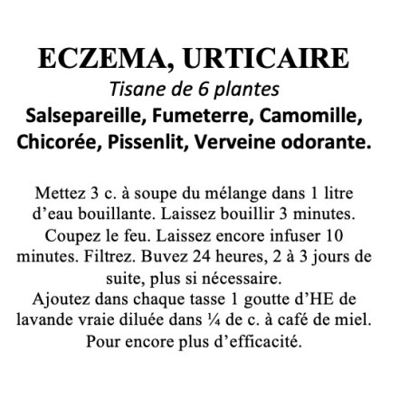 ECZEMA, URTICAIRE Tisane de 6 plantes 100g