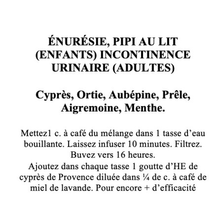 ÉNURÉSIE, INCONTINENCE Tisane de 5 plantes 100g