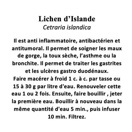 Lichen d’Islande Thalle 100 gr