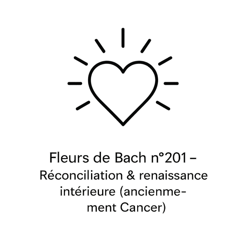 Fleurs de Bach n°201 – Réconciliation & renaissance intérieure (anciennement « Cancer »).